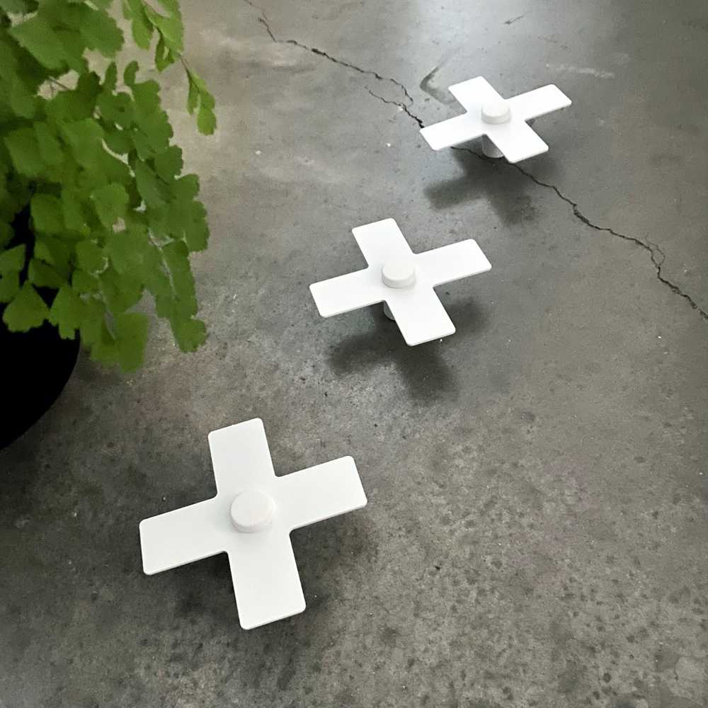 Minimal Wall Hook Cross for outdoors. Pool Towel Hooks NZ LisaSarah Steel Designs NZ