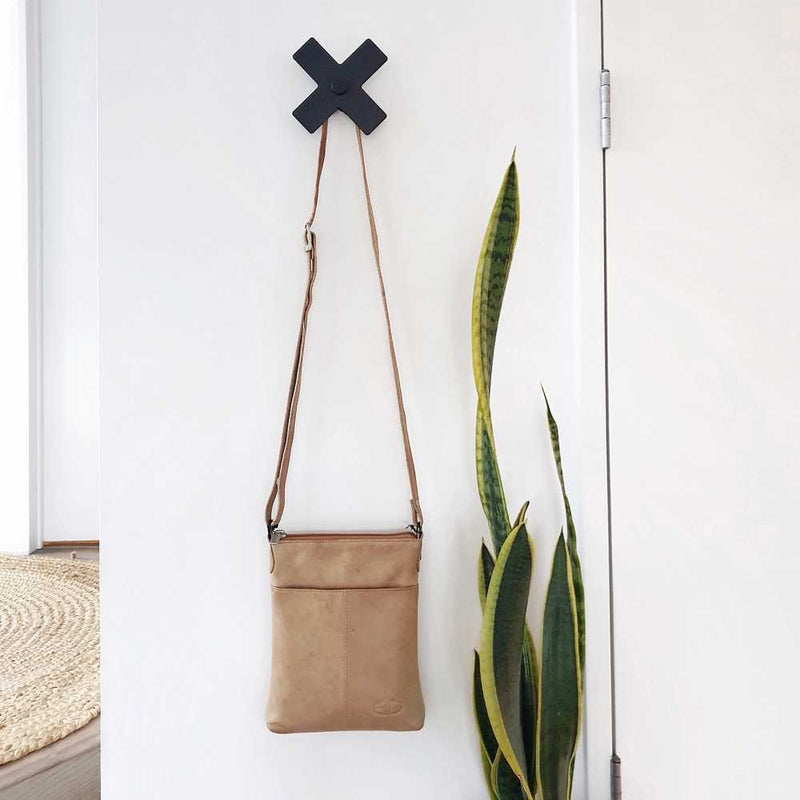 Minimal Wall Hook Cross for outdoors. Pool Towel Hooks NZ LisaSarah Steel Designs NZ