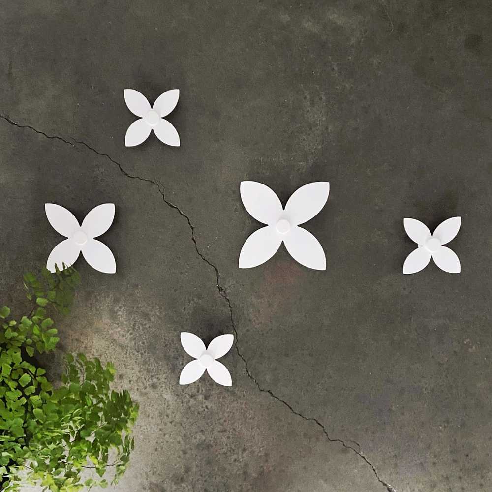 Outdoor Wall hook frangipani WHITE (set of 5) - LisaSarah Steel Designs NZ