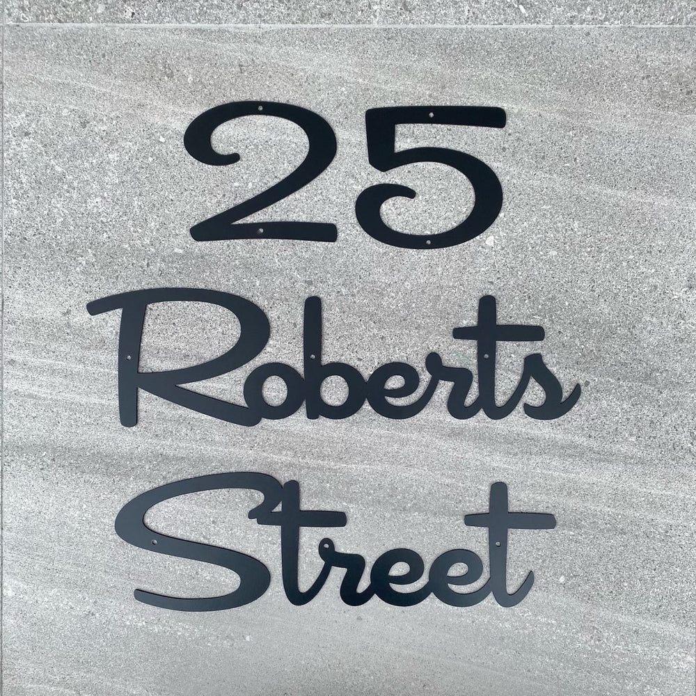 Palm Springs style house number & street name - LisaSarah Steel Designs NZ