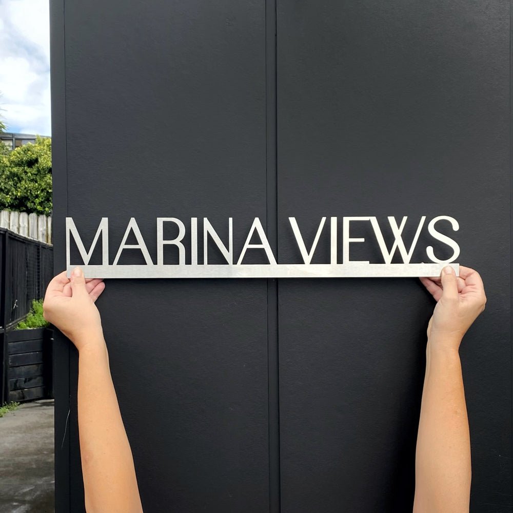 House Name Sign - Simple black steel NZ