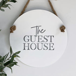 the guest house large white steel custom sign NZ