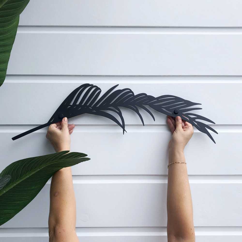 Tropical palm leaf black small - LisaSarah Steel Designs NZ
