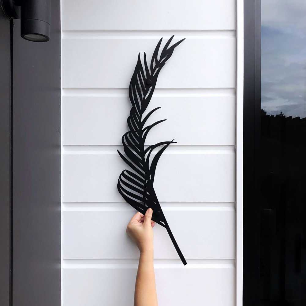 Outdoor Art. Tropical palm leaf black small - LisaSarah Steel Designs NZ