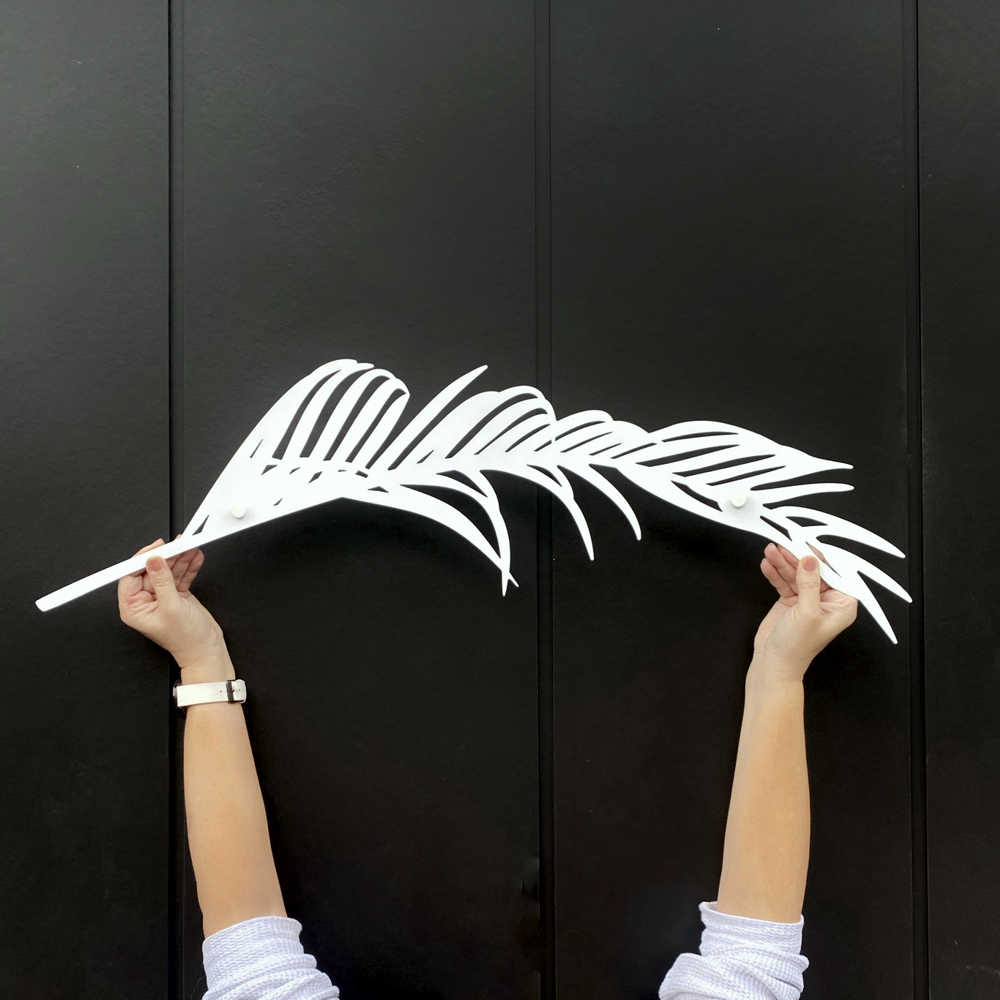Tropical palm leaf WHITE small - LisaSarah Steel Designs NZ