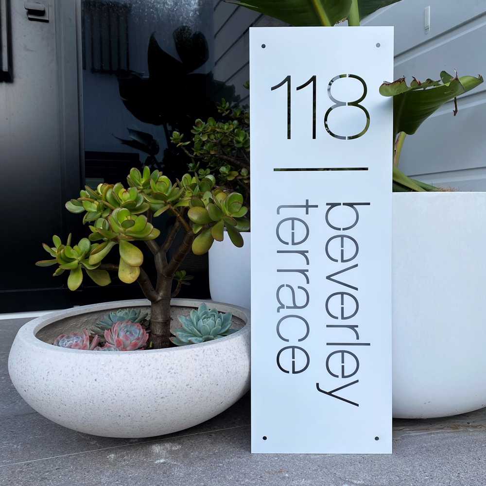 Vertical Custom address sign Large (60cm x 20cm) - LisaSarah Steel Designs NZ