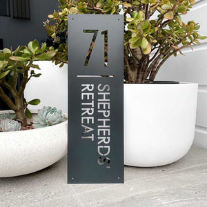 Vertical Custom address sign Large (60cm x 20cm) - LisaSarah Steel Designs NZ